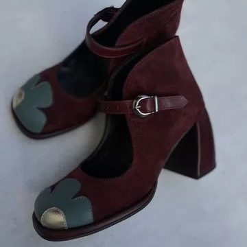 Туфли - Софо, черная, бордовая замша