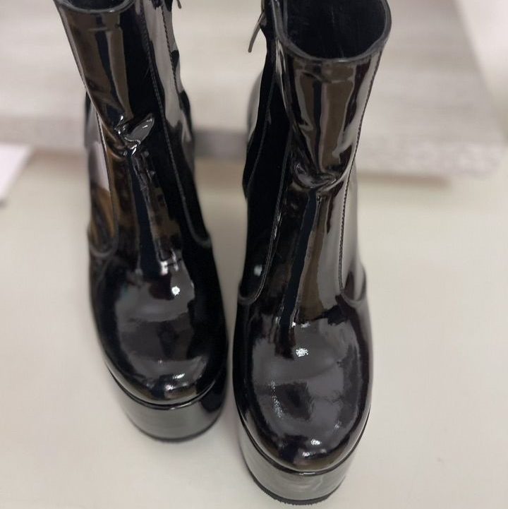 Ботильоны - Эли, танкетка кожа черный лак